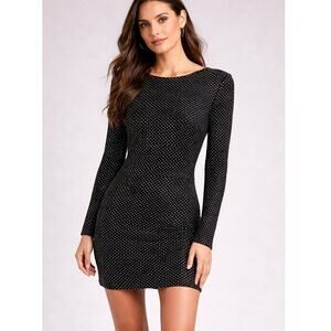 Dress the Population Nathalia Black Silver Sparkle Mini Dress – Size Small